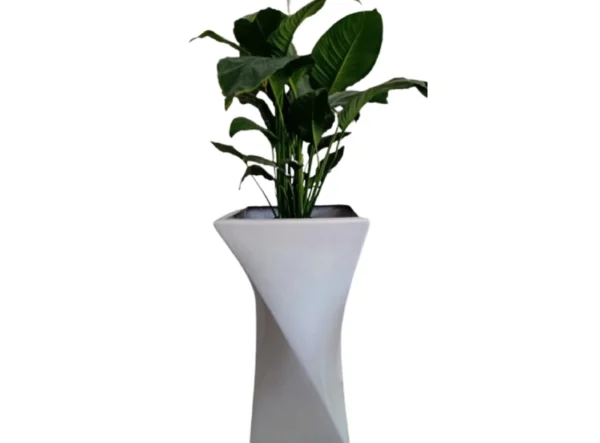 Maceta Torcida Silueta 50x30 En Fibra De Vidrio Reforzada Minimalista